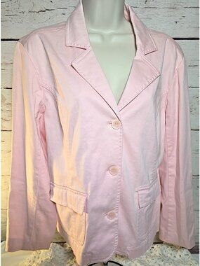 Christopher & Banks Blazer Sport Coat Jacket Pink Button Up Stretch Women's L